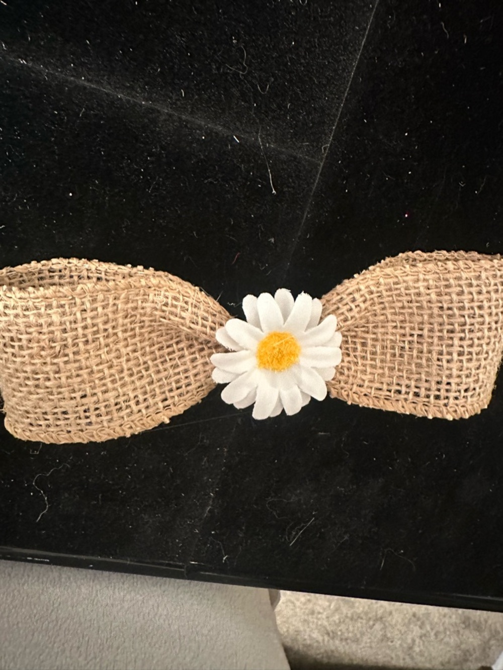 Burlap Daisy Bow Clip